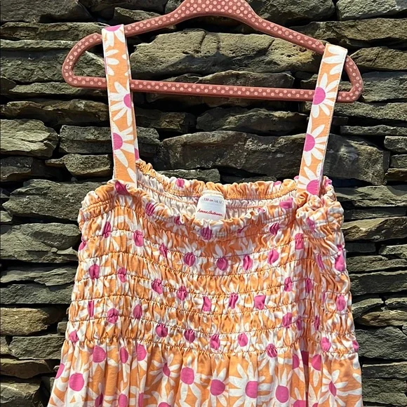 Hanna Andersson Floral Sundress with Pink and Orange Daisies - Picture 2 of 7